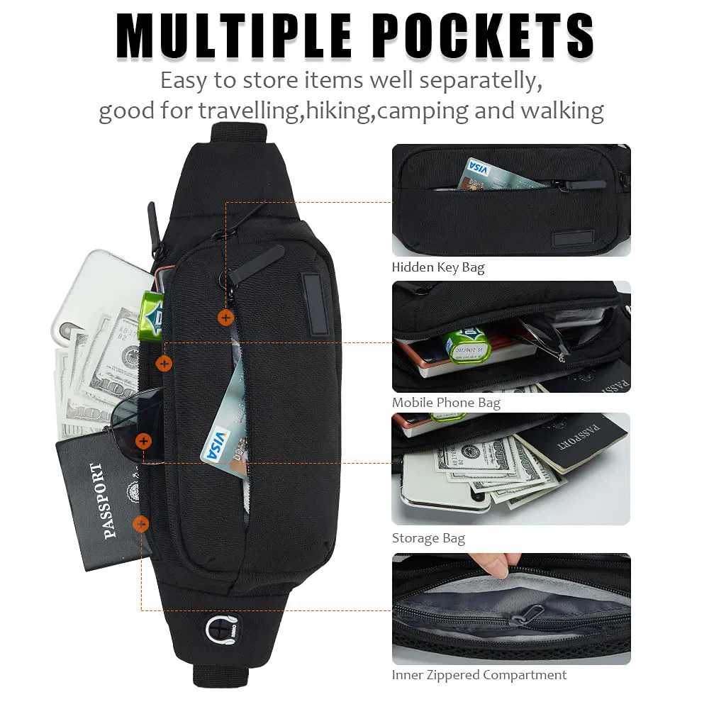 Bolso de cintura deportivo para hacer ejercicio, senderismo, viaje, bandolera, bolso de pecho, caminatas