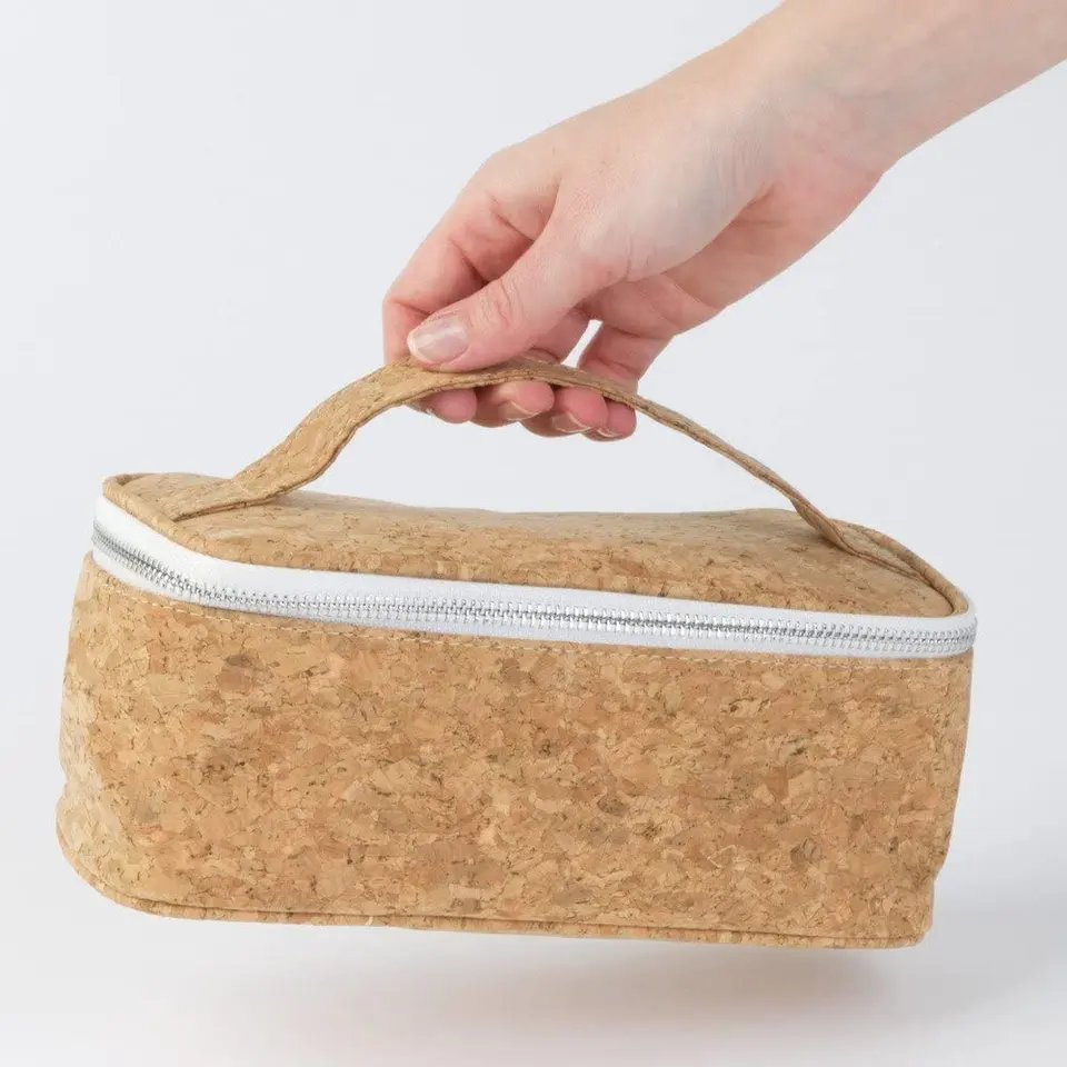 Estuche cosmético vegano de corcho sostenible para damas