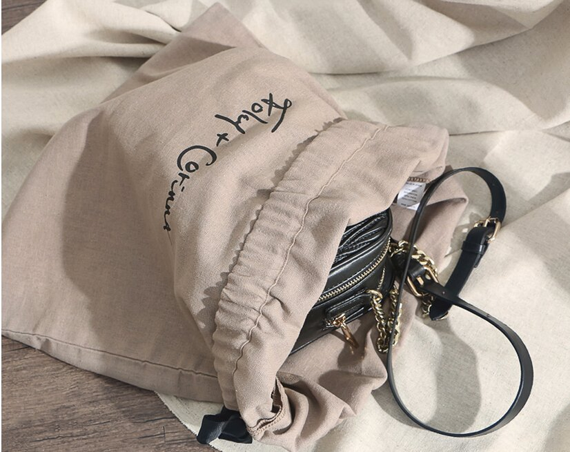Bolsa de lavandería de lino personalizada con cordón para zapatos promocional