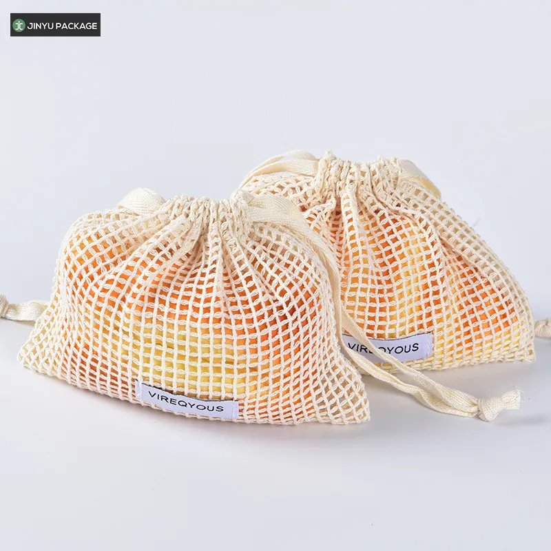 Bolsas de embalaje de malla de algodón crema personalizadas 100% para zapatos y ropa