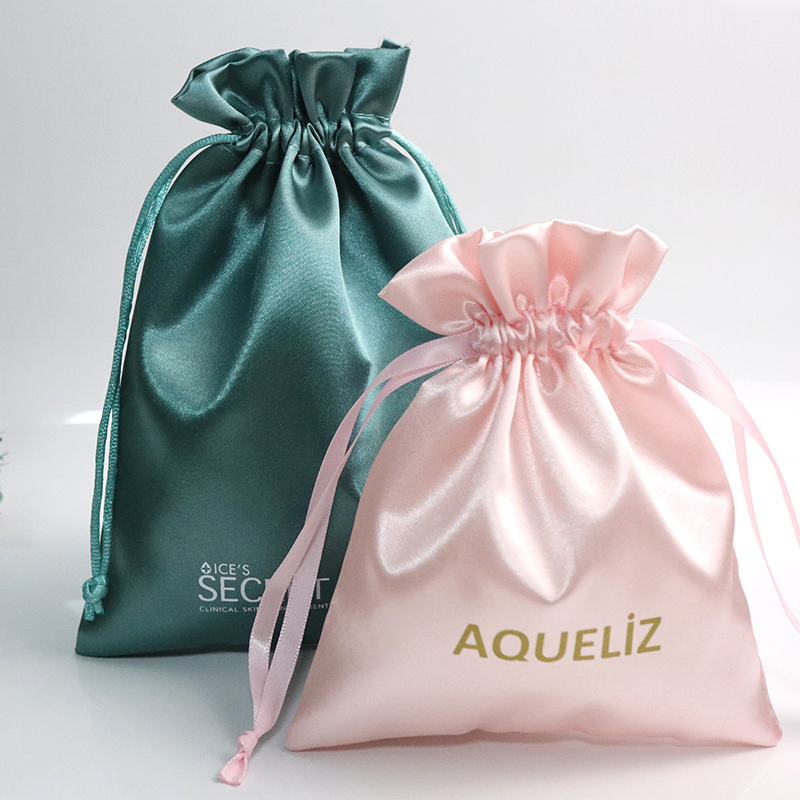 Bolsa de tela de satén impresa a medida para zapatos de alta gama y regalos