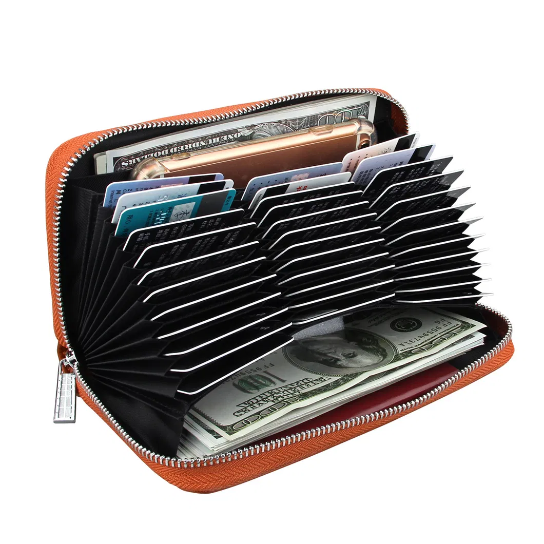 Organizador de cuero largo para tarjetas, soporte para pasaporte, anti RFID, soporte para tarjetas de crédito, billetera multifuncional para hombres y mujeres, soporte para pasaporte