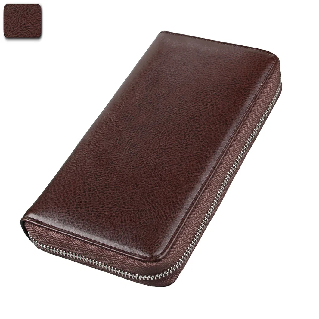 Organizador de cuero largo para tarjetas, soporte para pasaporte, anti RFID, soporte para tarjetas de crédito, billetera multifuncional para hombres y mujeres, soporte para pasaporte
