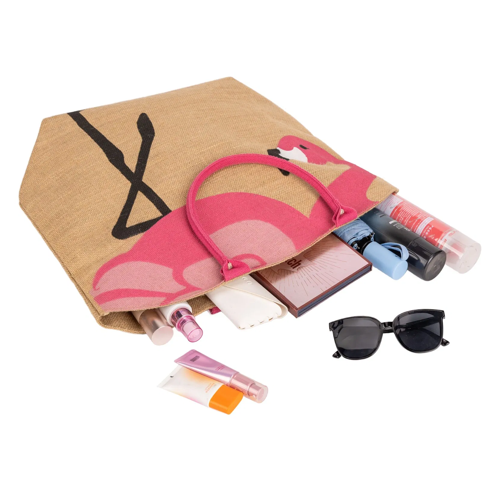 Bolsa de yute personalizada de diseñador lavable al por mayor premium para playa y compras diarias