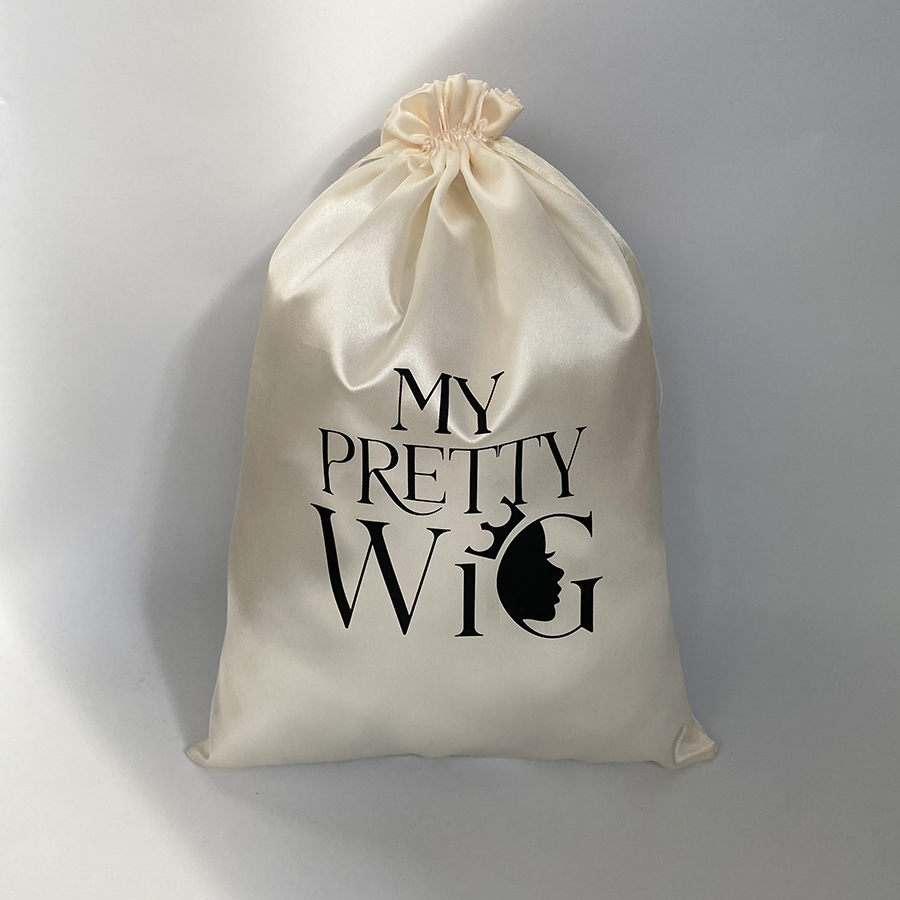 Bolsa de almacenamiento de regalo personalizada de lujo de satén de seda para pelucas, bolsos, zapatos, sombreros, con cordón para gorras de béisbol