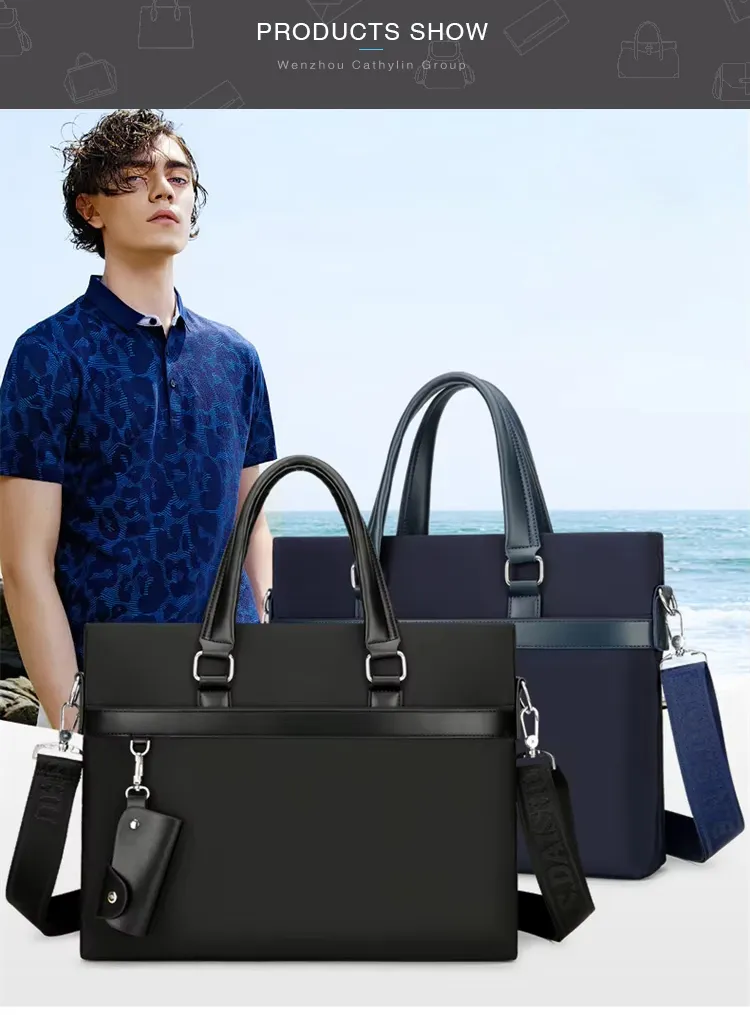Bolsa de oficina de tela Oxford al por mayor, clásica, impermeable, maletines de negocios para hombres