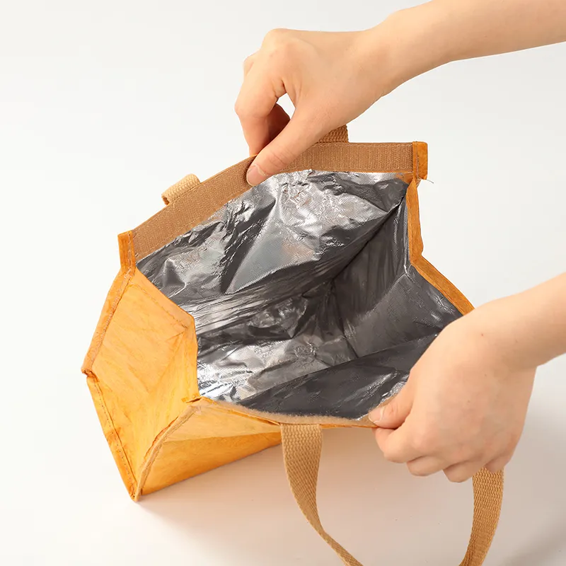 Bolsa de almuerzo portátil personalizada, duradera, impermeable, lavable, ecológica, aislada térmicamente de Tyvek