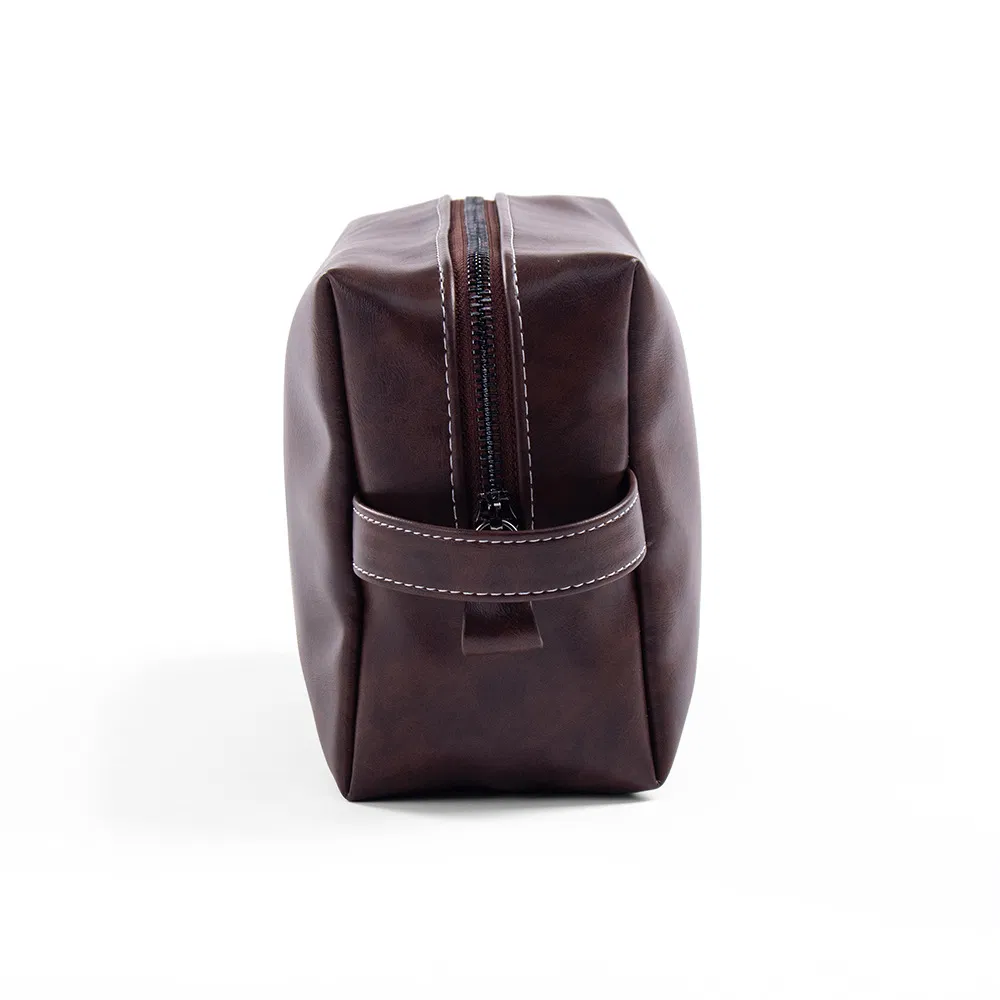 Nuevo diseño de bolsa cosmética con cremallera, organizador de lápiz labial para viajar, estuche de maquillaje de cuero PU