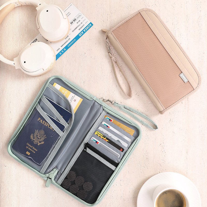 Billetera antirrobo de RFID personalizada, organizador de boletos de viaje, bolsa para pasaporte y tarjetas, impermeable