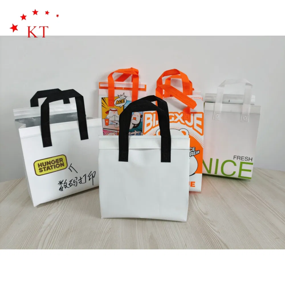 Bolsa térmica personalizada con logo impreso, bolsa de enfriamiento de no tejido, bolsa aislante para llevar, bolsa de entrega de alimentos para mantener caliente