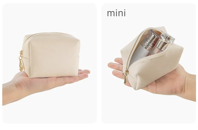 Estuche de maquillaje mini clásico personalizado de cuero PU