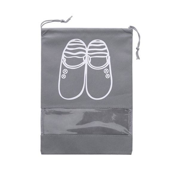 Bolsa de transporte impermeable de no tejido con ventana transparente, a prueba de polvo, para zapatos, con cordón