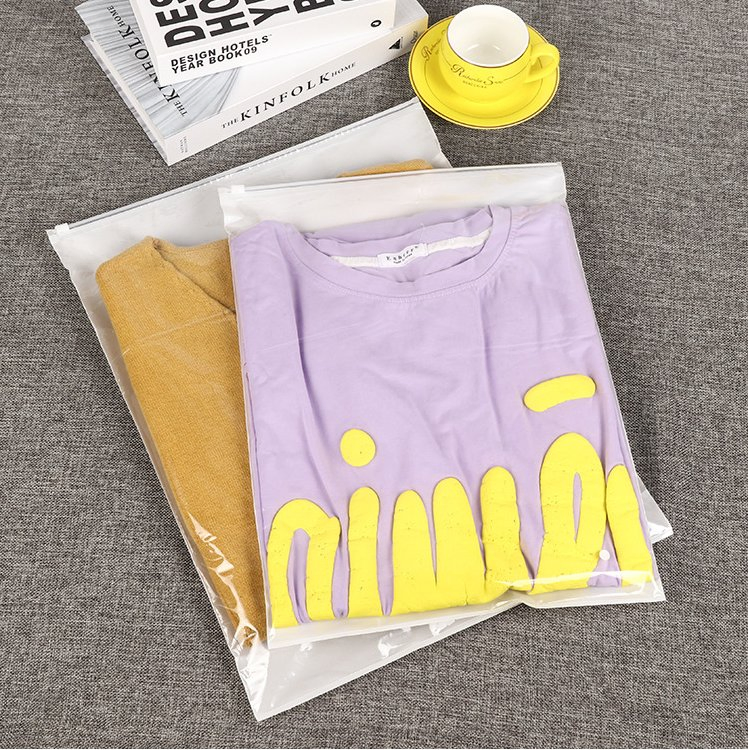 Bolsa de plástico con cierre tipo zip personalizada de fábrica, transparente / mate para ropa, camiseta