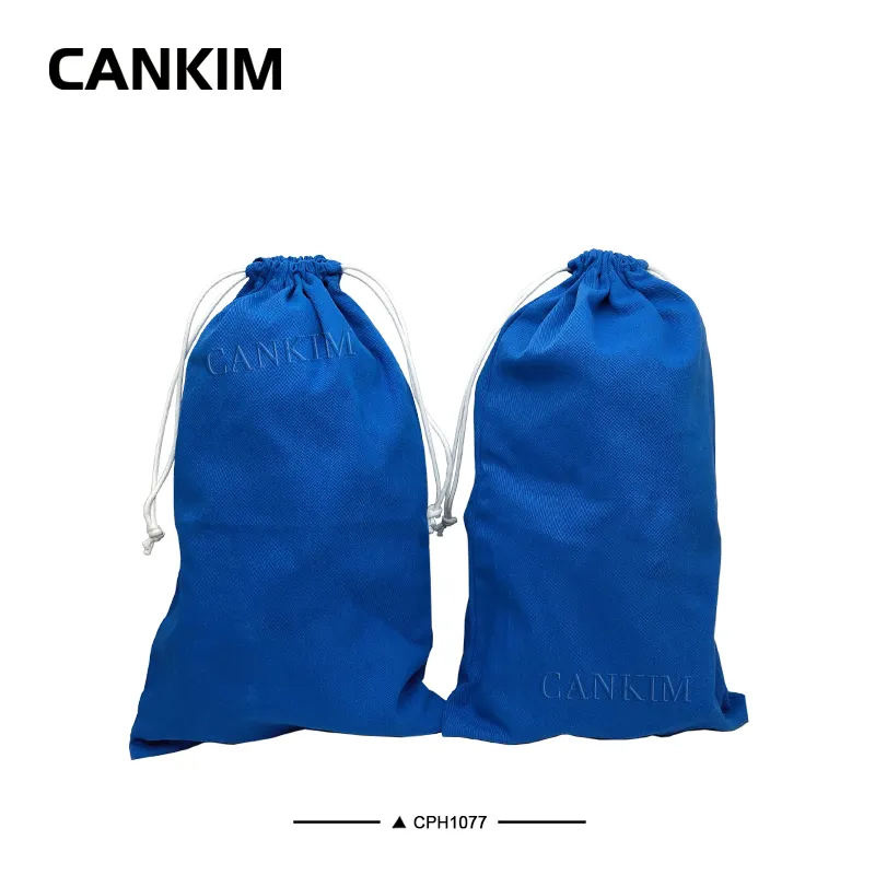 Bolsa de drawstring de algodón orgánico azul personalizada, bolsa de joyería, bolsa para zapatos, bolsas de polvo con logo para regalos, bolsa de embalaje para zapatos