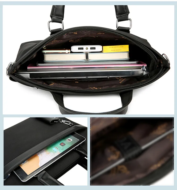 Bolsa de oficina de tela Oxford al por mayor, clásica, impermeable, maletines de negocios para hombres
