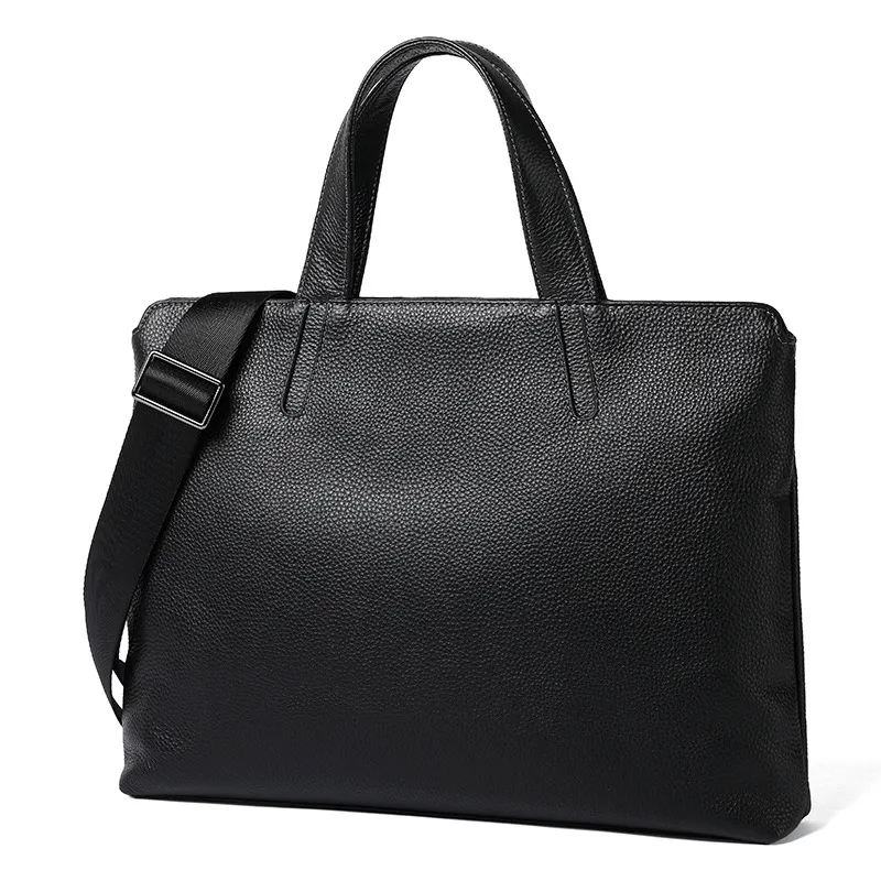 Bolso de cuero real para hombres, bolso horizontal casual para hombres, maletín de primera capa de piel de vaca