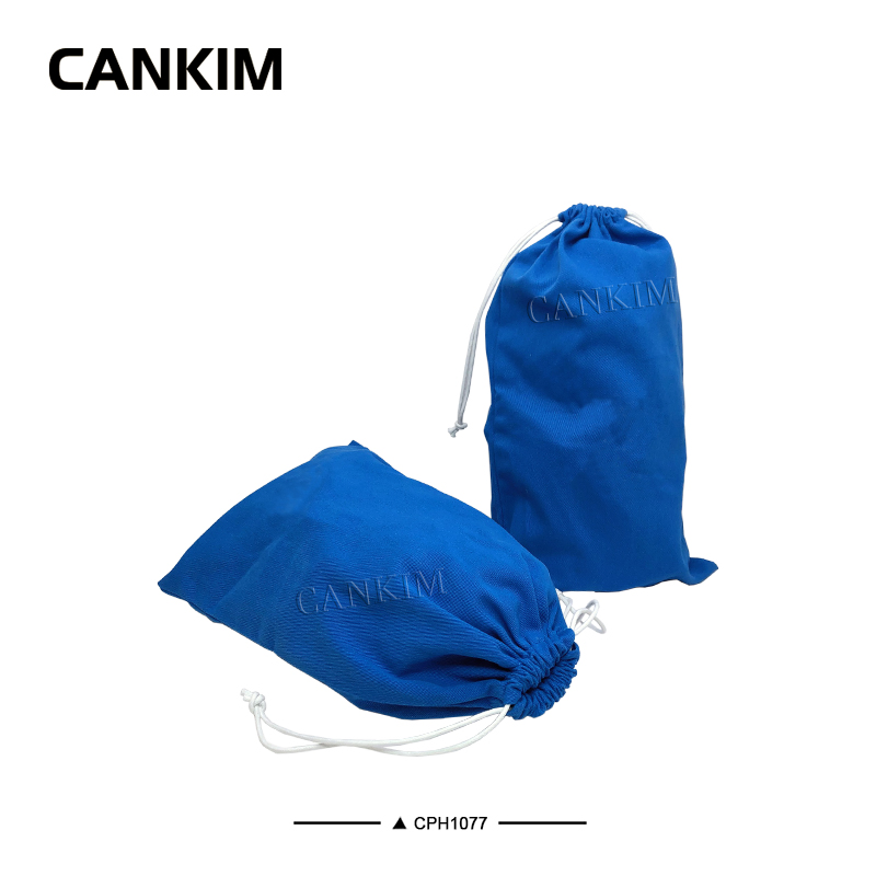 Bolsa de drawstring de algodón orgánico azul personalizada, bolsa de joyería, bolsa para zapatos, bolsas de polvo con logo para regalos, bolsa de embalaje para zapatos