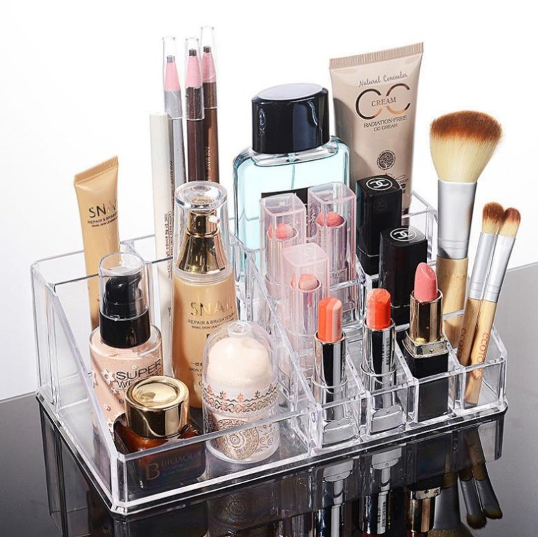 Caja de almacenamiento de cosméticos de acrílico transparente, moldeado por inyección de plástico, estuche de exhibición de maquillaje