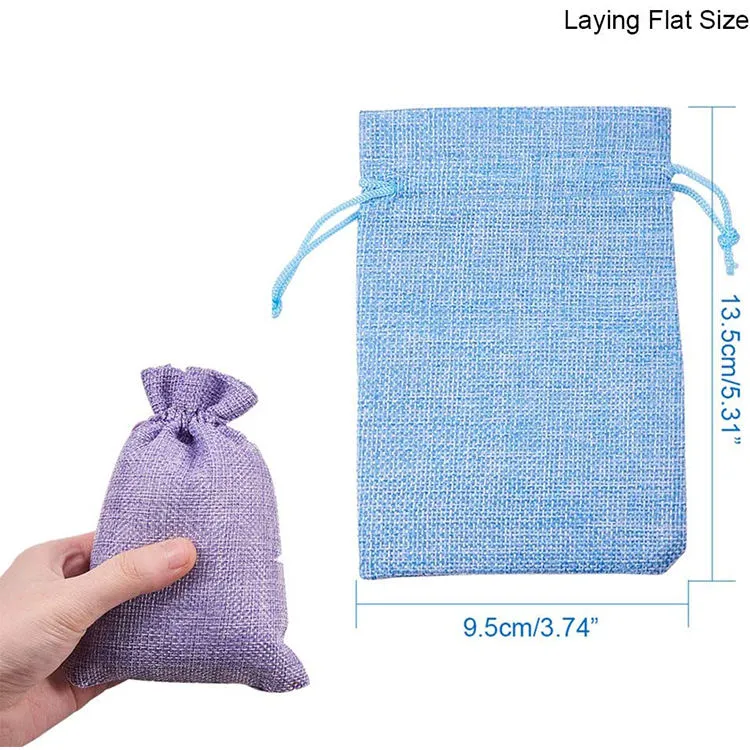 Bolsa de zapatos de tela de yute suave personalizada y personalizada con cordón para embalaje