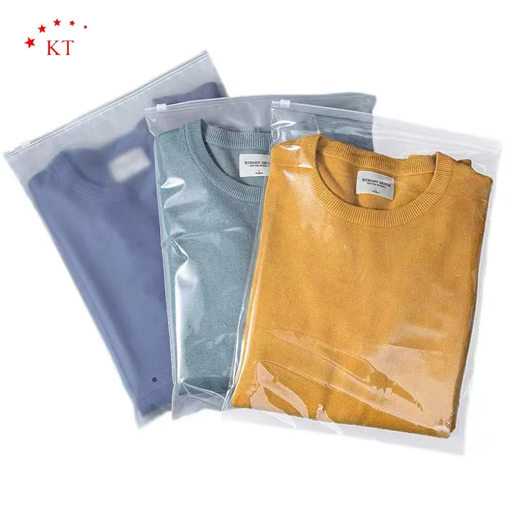 Bolsas de embalaje de plástico con cremallera para calcetines mate negro de PE/CPE para ropa