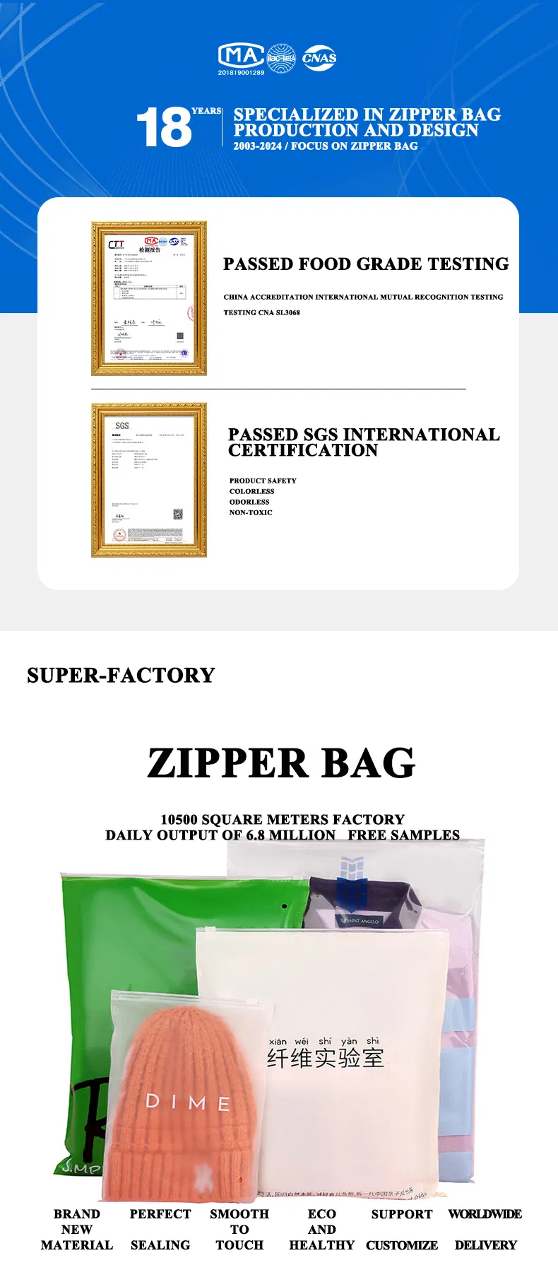 Bolsa con cremallera y deslizador