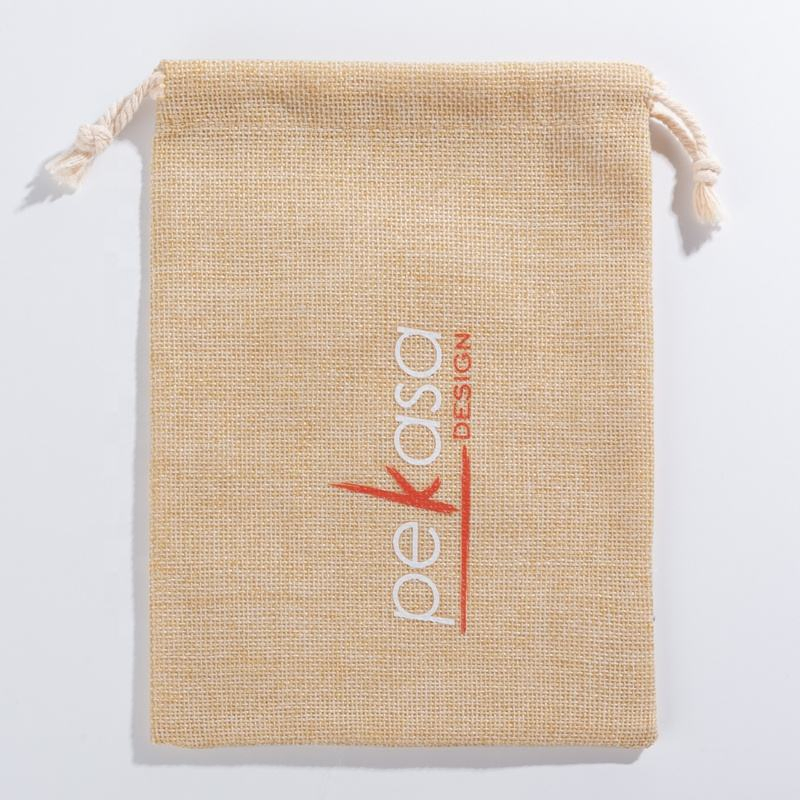 Bolsa de yute burlap impresa personalizada para zapatos y ropa, bolsas de regalo con cordón para embalaje textil