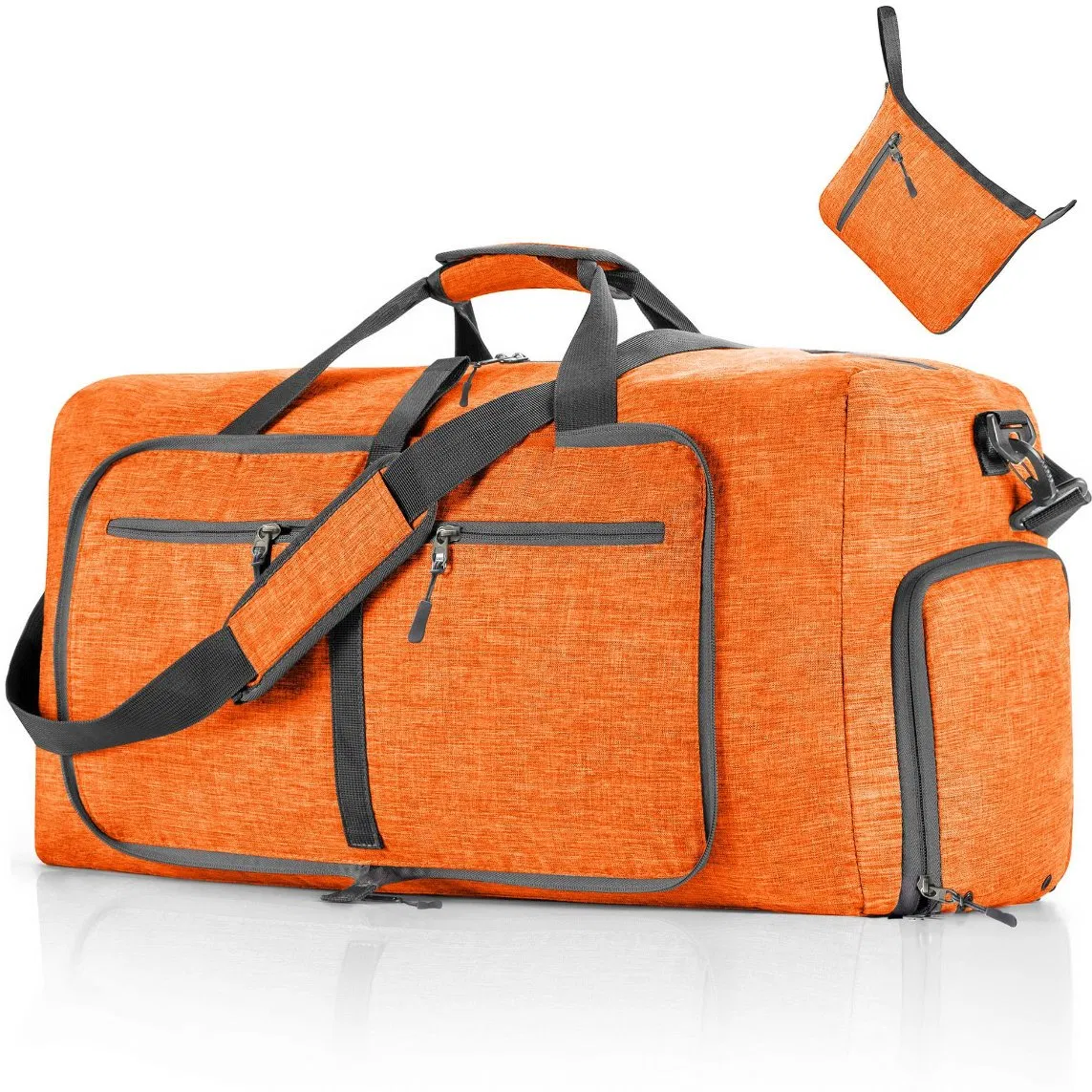 Bolsa de viaje grande, plegable y empaquetable con compartimento para zapatos