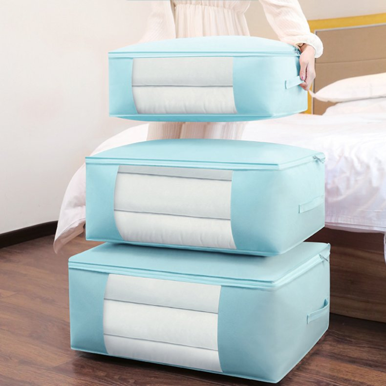 Bolsas de almacenamiento de ropa plegables con cremalleras y ventana transparente para ropa y ropa de cama