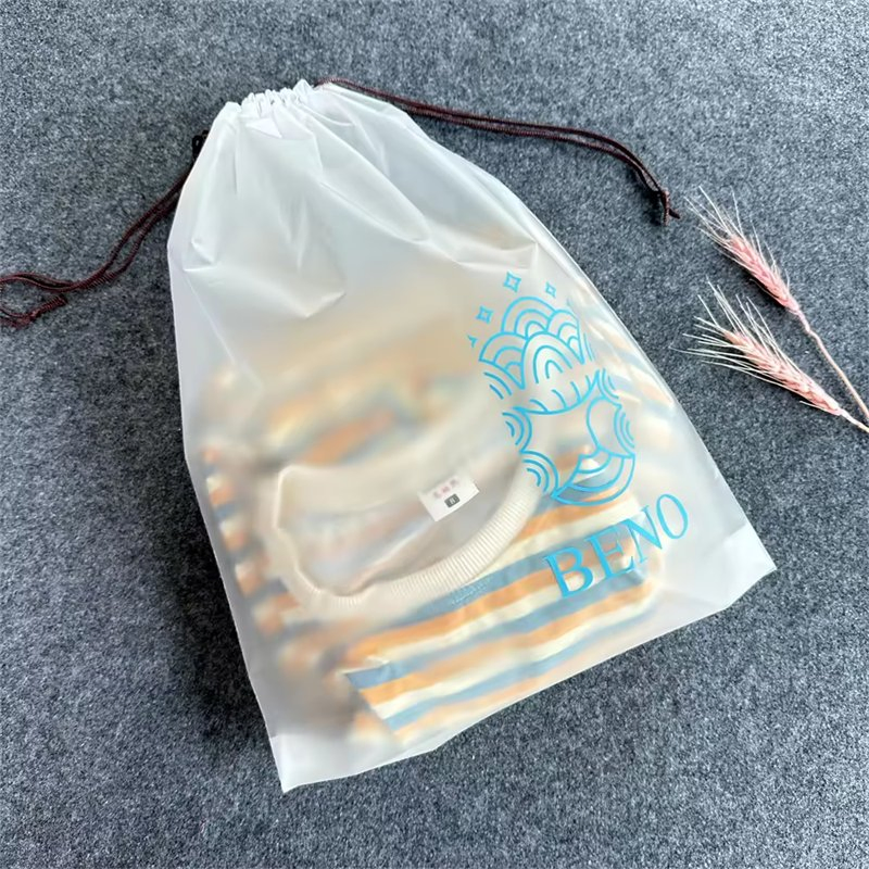 Bolsa de drawstring clara de PEVA personalizada y ecológica para empaquetar zapatos, ropa y cosméticos