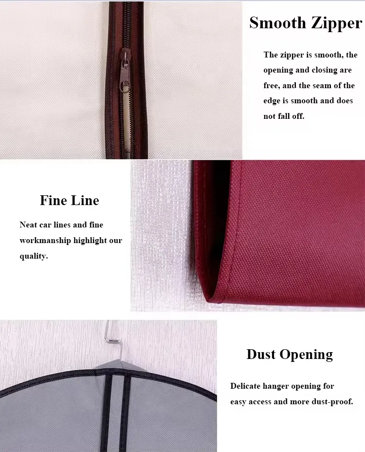 Funda de traje plegable personalizada dorada económica, bolsa de ropa de tela no tejida