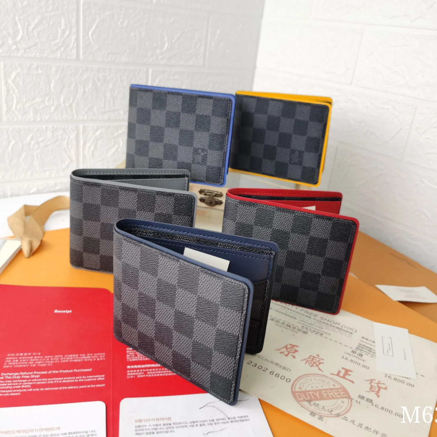 Tarjetero de cuero de lujo para pasaporte al por mayor, billetera de diseñador réplica, billetera para hombres