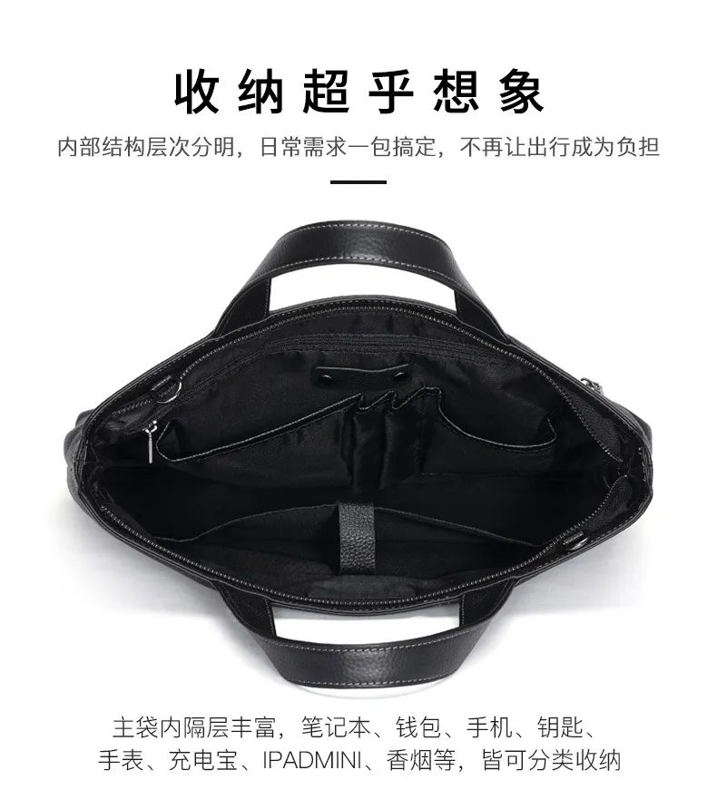 Bolso de cuero real para hombres, bolso horizontal casual para hombres, maletín de primera capa de piel de vaca