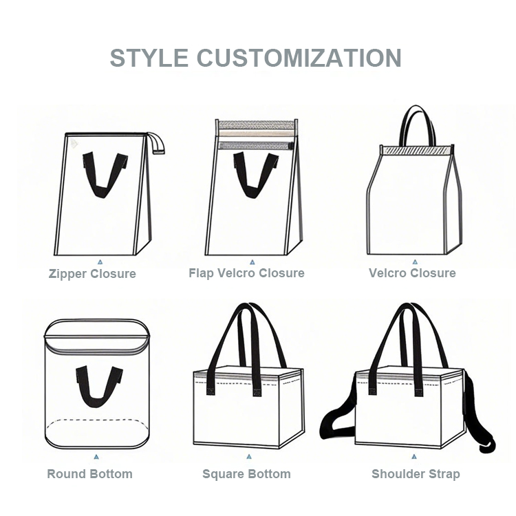Bolsa Térmica de Aluminio Desechable Dorada para Comida para Llevar, Empaque de Entrega, Tote Insulada de Tela No Tejida