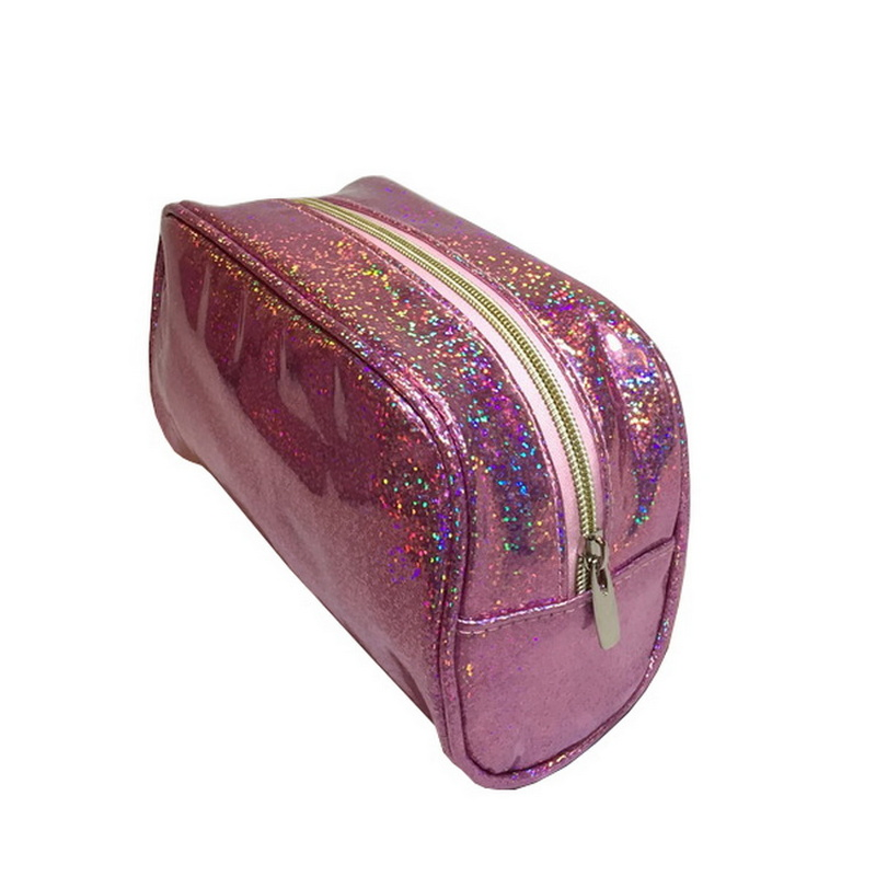 Bolsa de almacenamiento de maquillaje brillante para mujeres, bolsa de viaje de cosméticos con brillo