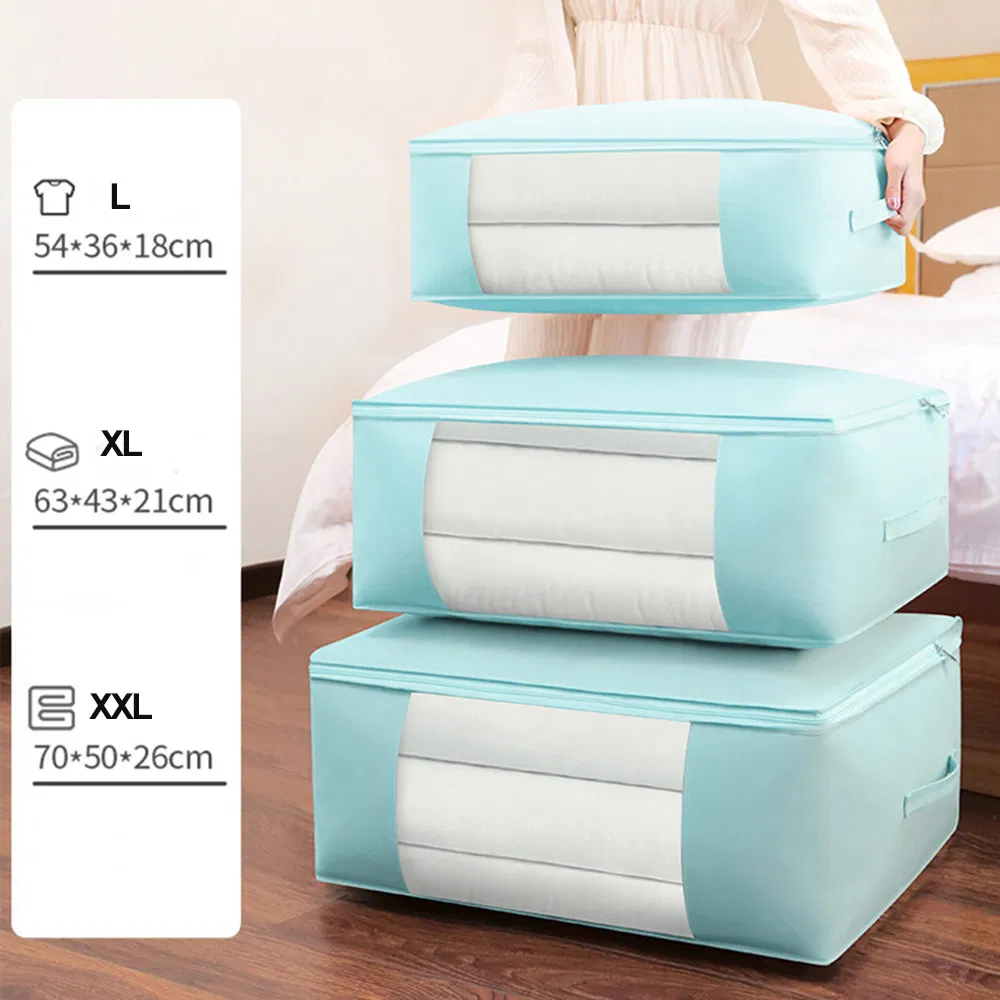 Bolsas de almacenamiento de ropa plegables con cremalleras y ventana transparente para ropa y ropa de cama