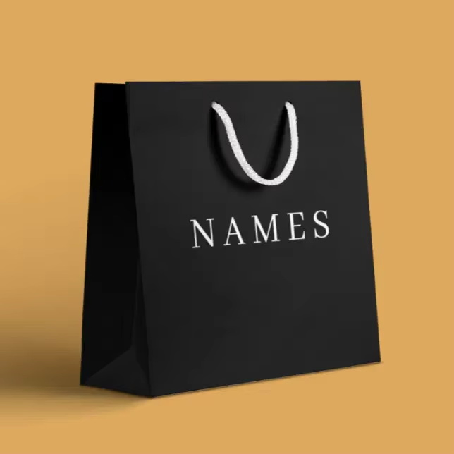 Bolsa de regalo negra mate de lujo con logo para ropa, bolsas personalizadas
