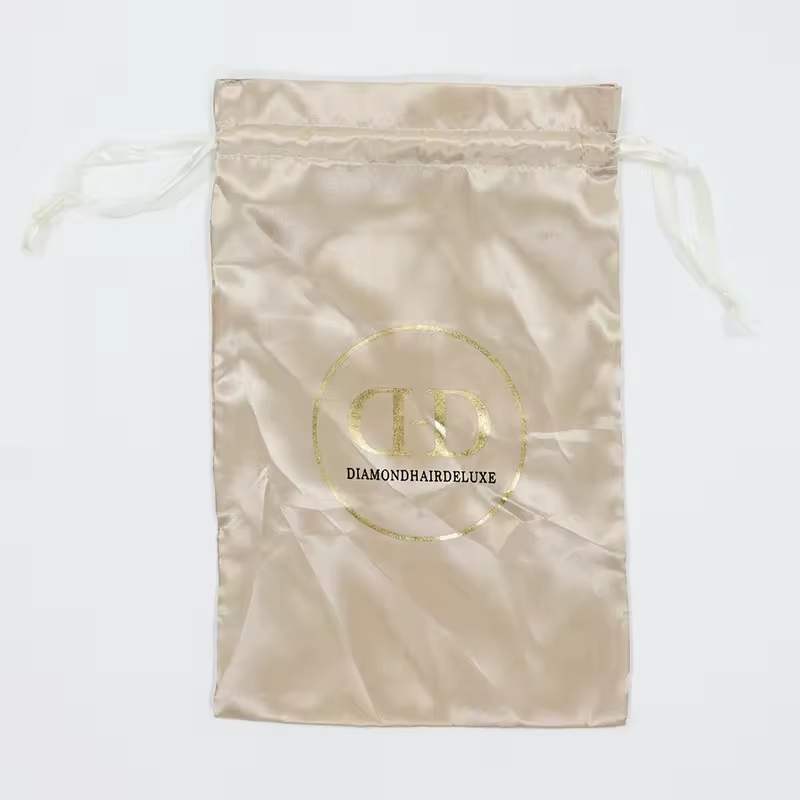 Bolsa de satén con cordón, tamaño personalizado, embalaje con logo para zapatos, ropa, bolso