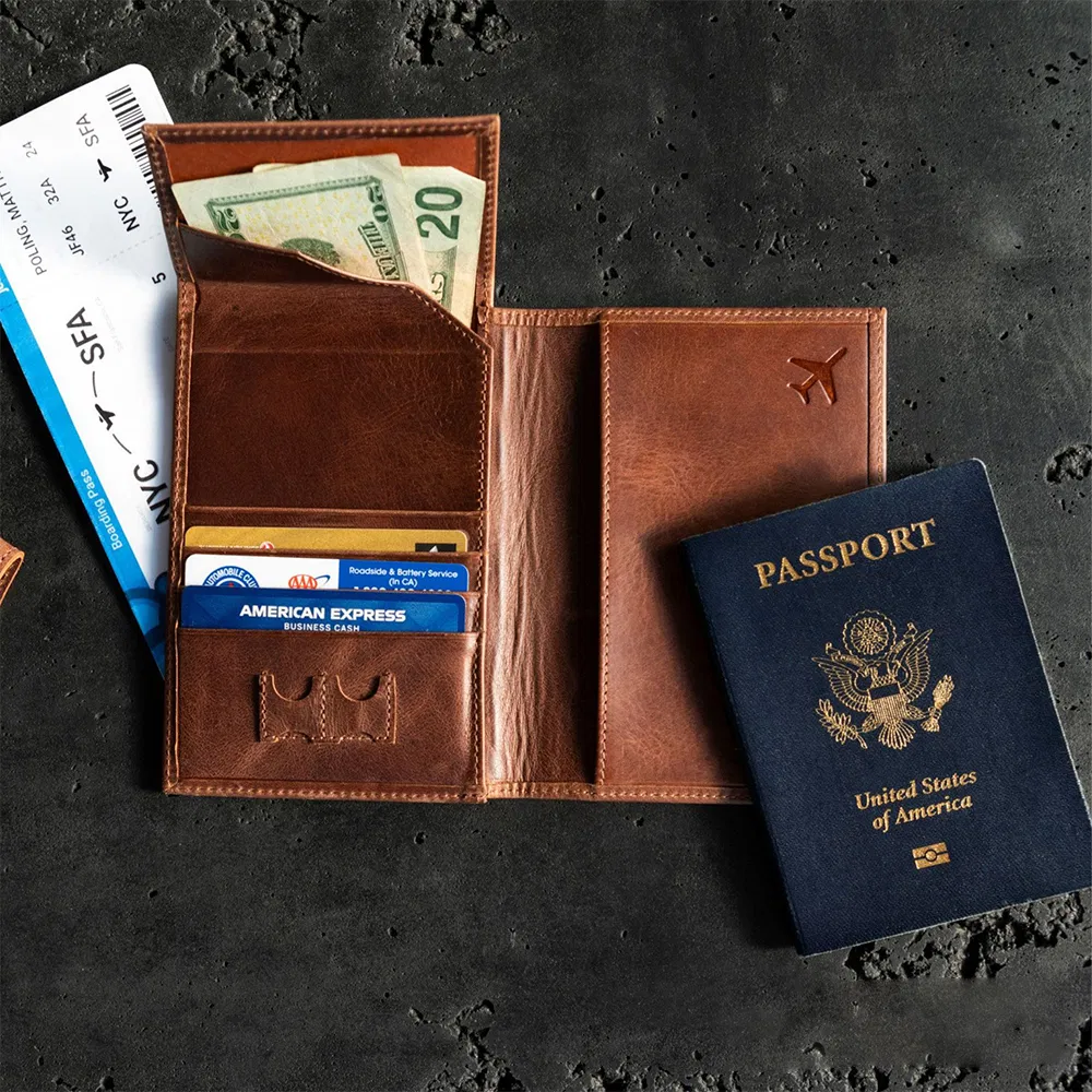 Funda de pasaporte de cuero PU personalizada, porta pasaporte, cubierta de pasaporte, billetera para tarjetas de viaje, soporte de pasaporte con bloqueo RFID