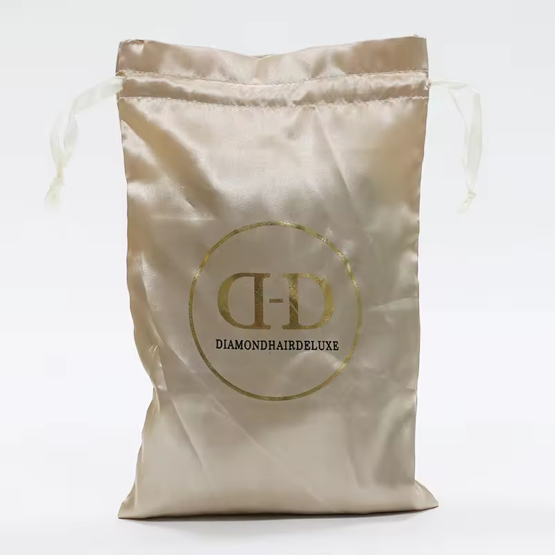 Bolsa de satén con cordón, tamaño personalizado, embalaje con logo para zapatos, ropa, bolso