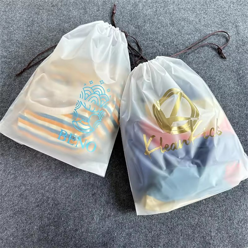 Bolsa de drawstring clara de PEVA personalizada y ecológica para empaquetar zapatos, ropa y cosméticos