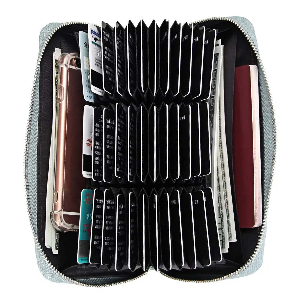 Organizador de cuero largo para tarjetas, soporte para pasaporte, anti RFID, soporte para tarjetas de crédito, billetera multifuncional para hombres y mujeres, soporte para pasaporte