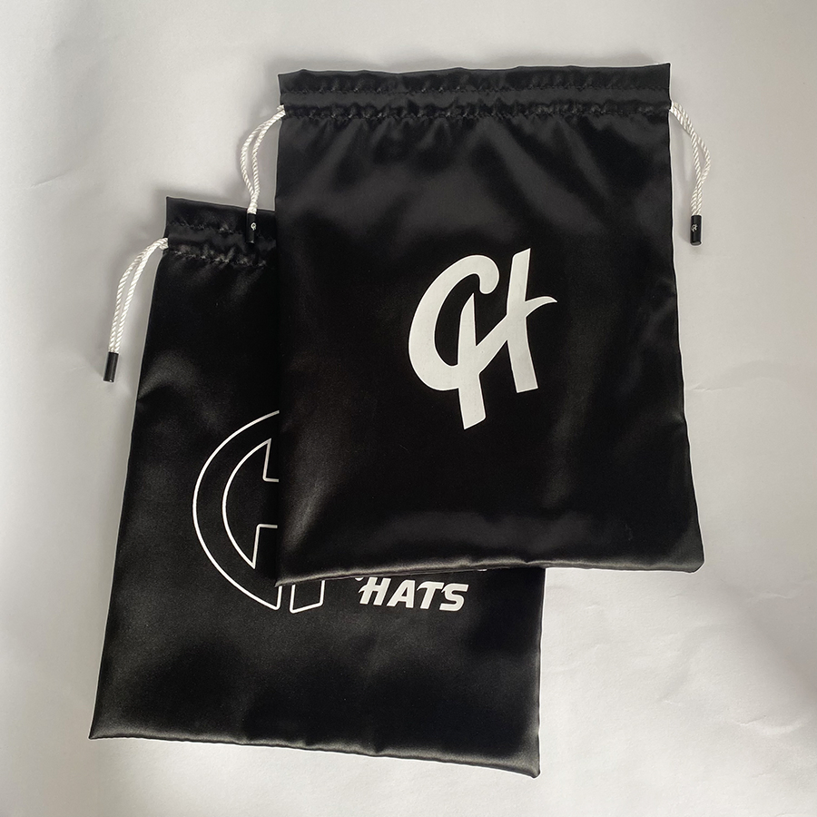 Bolsa de almacenamiento de regalo personalizada de lujo de satén de seda para pelucas, bolsos, zapatos, sombreros, con cordón para gorras de béisbol