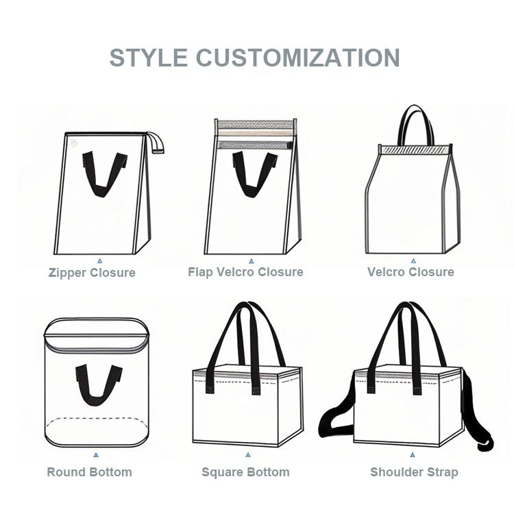Bolsa térmica desechable personalizada impresa para almuerzo, tote para llevar, bolsas aislantes para catering y bebidas