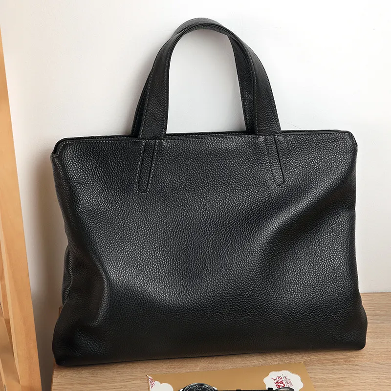 Bolso de cuero real para hombres, bolso horizontal casual para hombres, maletín de primera capa de piel de vaca