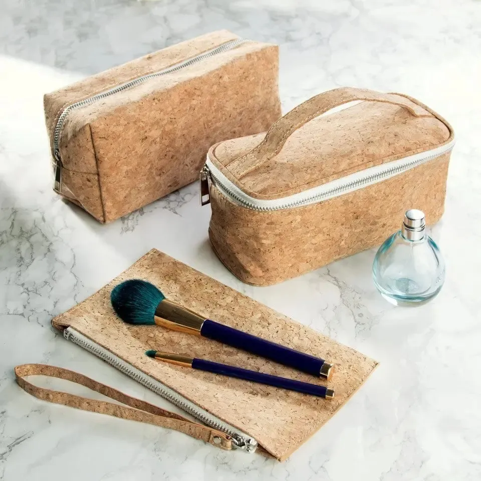 Estuche cosmético vegano de corcho sostenible para damas