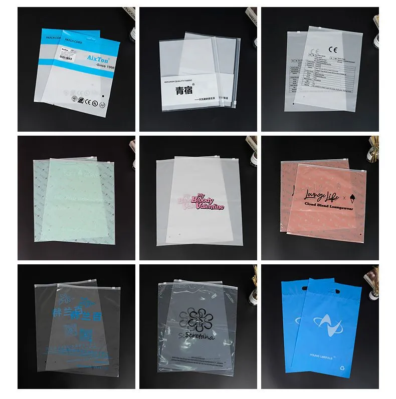 Bolsas de embalaje de ropa personalizadas con cierre de cremallera, impresión a color, CPE, PE, EVA, LDPE, HDPE, PVC, plástico claro, mate, escarchado