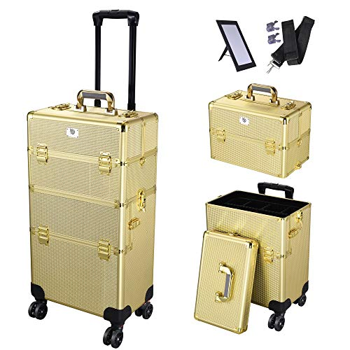 Carro rodante con cerradura para maquillaje, maleta de viaje para artistas, almacenamiento de cosméticos