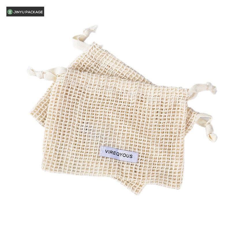 Bolsas de embalaje de malla de algodón crema personalizadas 100% para zapatos y ropa