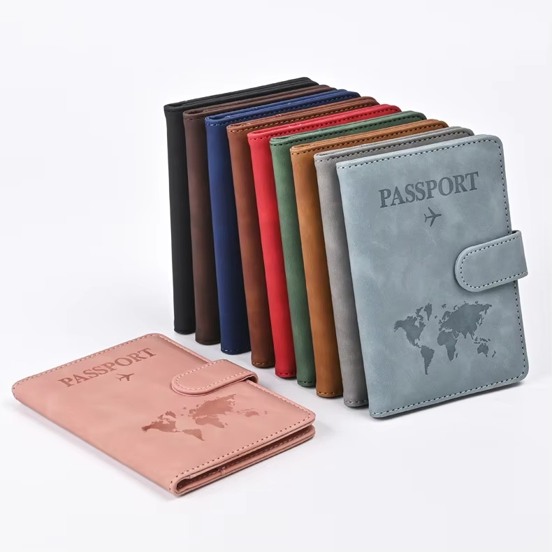 Billetera de viaje lista para enviar, soporte para pasaporte de PU