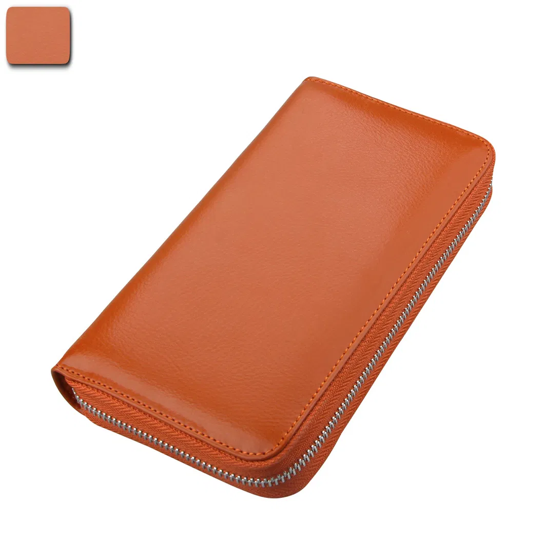 Organizador de cuero largo para tarjetas, soporte para pasaporte, anti RFID, soporte para tarjetas de crédito, billetera multifuncional para hombres y mujeres, soporte para pasaporte